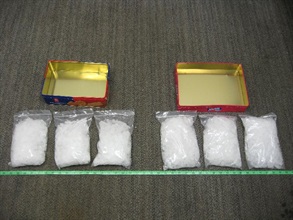 Hong Kong Customs seized about three kilograms of suspected methamphetamine at Hong Kong International Airport yesterday (January 21). Picture shows the suspected methamphetamine seized.