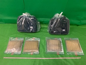 Hong Kong Customs today (March 6) seized about 3.2 kilograms of suspected methamphetamine and 8.3 kilograms of suspected cocaine with a total estimated market value of about $10 million at Hong Kong International Airport. Photo shows the suspected methamphetamine seized.