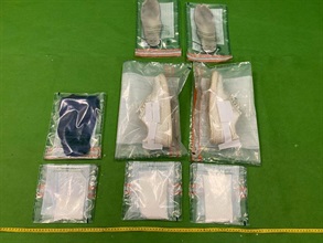 Hong Kong Customs seized a total of about 3.5 kilograms of suspected heroin and about 810 grams of suspected cocaine with an estimated market value of about $3.6 million in total at Hong Kong International Airport yesterday (March 9) and today (March 10). Photo shows some of the suspected cocaine seized.