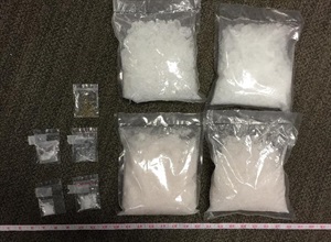 The suspected methamphetamine and suspected cannabis seized by Customs.