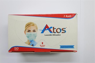 Hong Kong Customs today (April 17) appealed to members of the public to stop using four types of surgical masks as test results revealed that the bacterial counts of those four types of surgical masks exceeded the maximum permitted limit. Traders should remove the products from shelves as well. Photo shows one of the surgical masks involved.