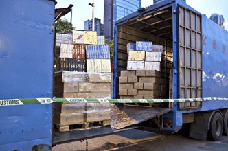 Some of the duty-not-paid cigarettes seized in the operation.