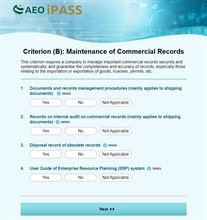 AEO iPASS assessment on supply chain security levels